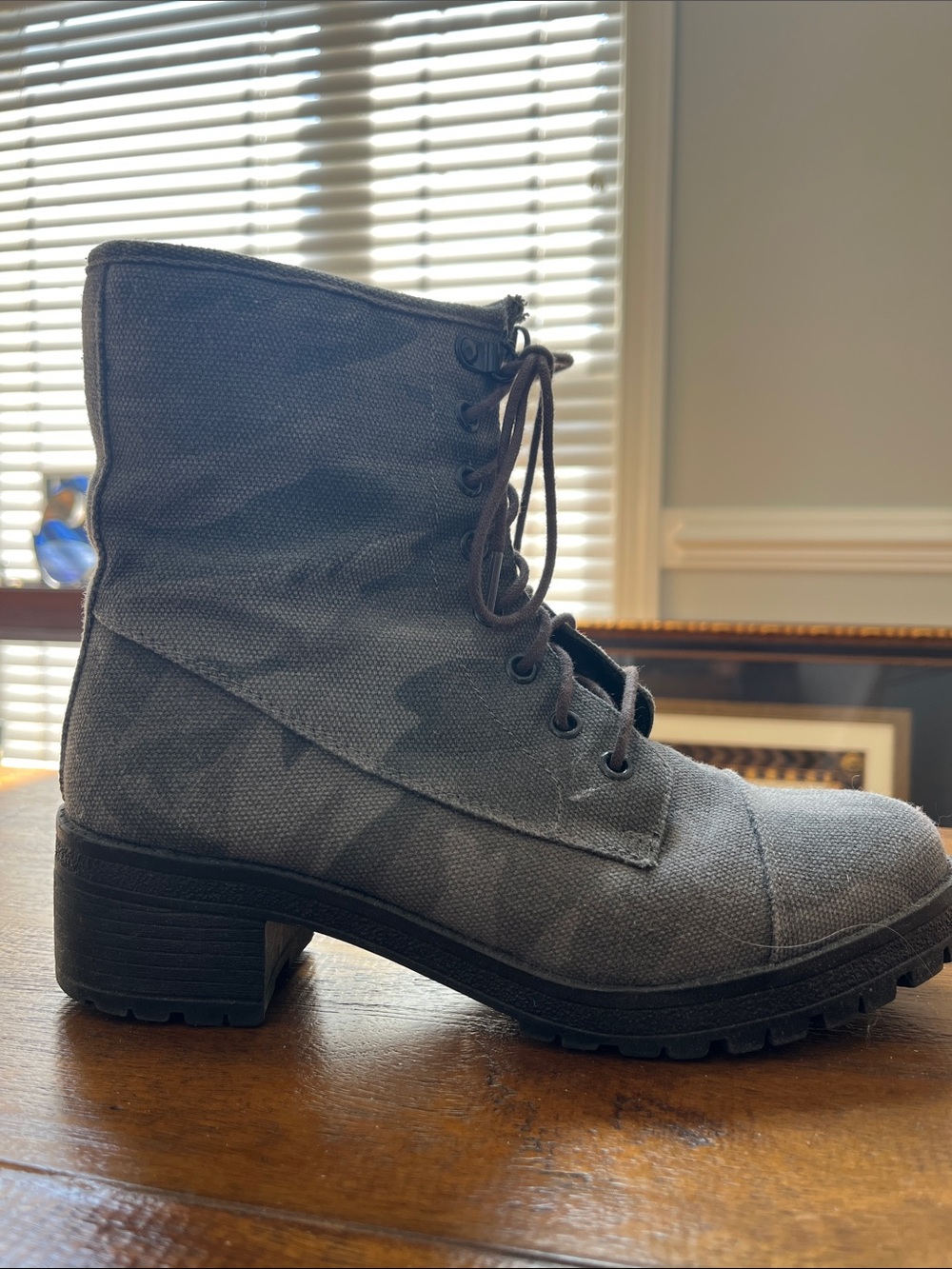 Madden Girl Gray Lace-Up Canvas Ankle Boots